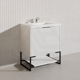 750mm THENA Freestanding Plywood Vanity Matt White Linear Surface Single Bowl Cabinet ONLY for Bathroom