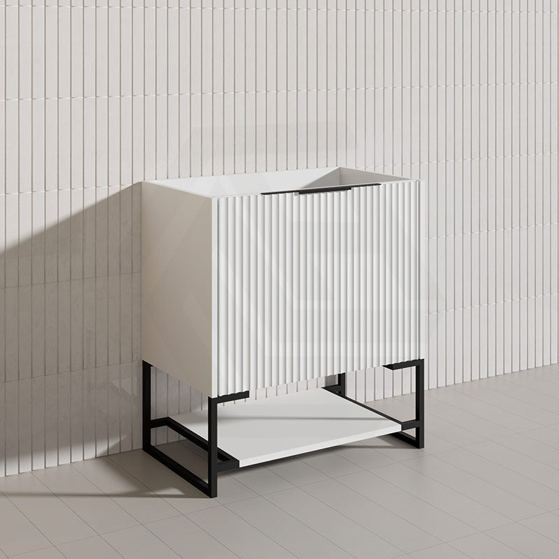 750mm THENA Freestanding Plywood Vanity Matt White Linear Surface Single Bowl Cabinet ONLY for Bathroom
