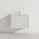 600-1500mm THENA Wall Hung Plywood Vanity Matt White Linear Surface Single/Double Bowls Cabinet ONLY for Bathroom