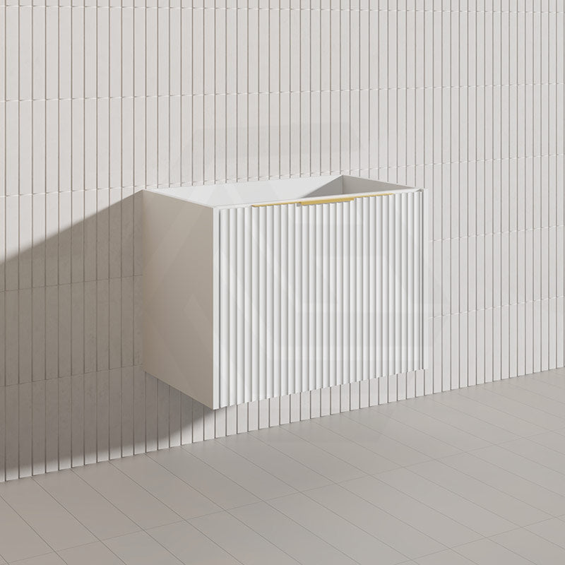 750mm THENA Wall Hung Plywood Vanity Matt White Linear Surface Single Bowl Cabinet ONLY for Bathroom