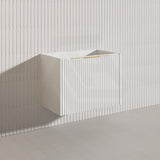 750mm THENA Wall Hung Plywood Vanity Matt White Linear Surface Single Bowl Cabinet ONLY for Bathroom