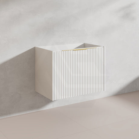 750mm THENA Wall Hung Plywood Vanity Matt White Linear Surface Single Bowl Cabinet ONLY for Bathroom