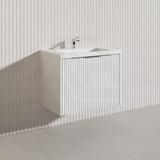 750mm THENA Wall Hung Plywood Vanity Matt White Linear Surface Single Bowl Cabinet ONLY for Bathroom