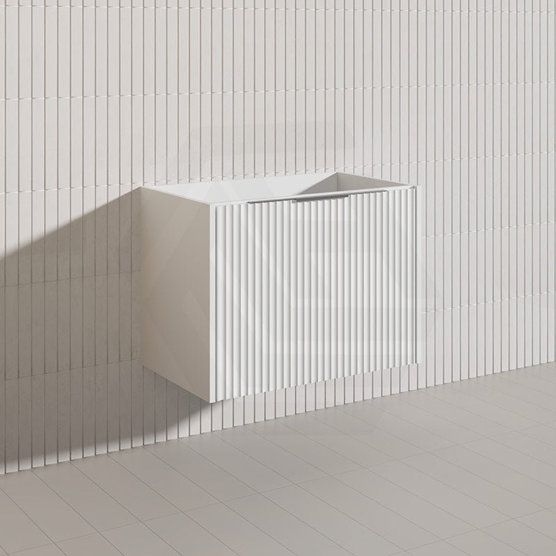 750mm THENA Wall Hung Plywood Vanity Matt White Linear Surface Single Bowl Cabinet ONLY for Bathroom