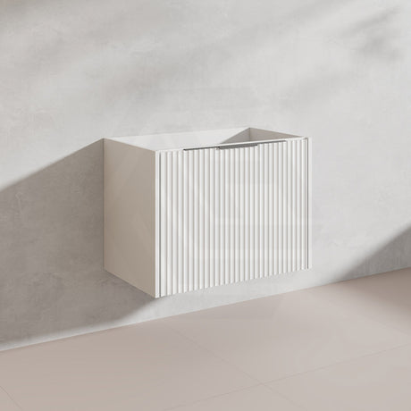 750mm THENA Wall Hung Plywood Vanity Matt White Linear Surface Single Bowl Cabinet ONLY for Bathroom