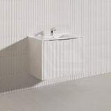 750mm THENA Wall Hung Plywood Vanity Matt White Linear Surface Single Bowl Cabinet ONLY for Bathroom