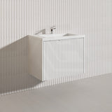 750mm THENA Wall Hung Plywood Vanity Matt White Linear Surface Single Bowl Cabinet ONLY for Bathroom