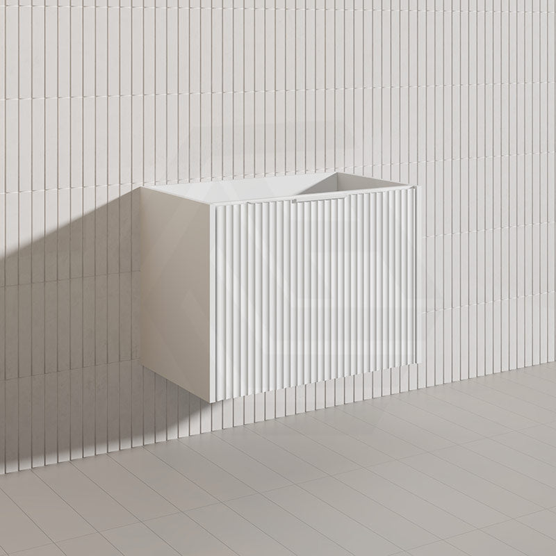 750mm THENA Wall Hung Plywood Vanity Matt White Linear Surface Single Bowl Cabinet ONLY for Bathroom