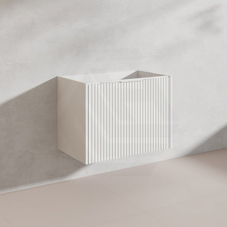750mm THENA Wall Hung Plywood Vanity Matt White Linear Surface Single Bowl Cabinet ONLY for Bathroom