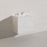 750mm THENA Wall Hung Plywood Vanity Matt White Linear Surface Single Bowl Cabinet ONLY for Bathroom