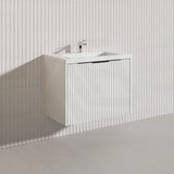 750mm THENA Wall Hung Plywood Vanity Matt White Linear Surface Single Bowl Cabinet ONLY for Bathroom
