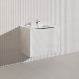 750mm THENA Wall Hung Plywood Vanity Matt White Linear Surface Single Bowl Cabinet ONLY for Bathroom
