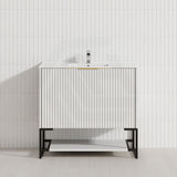 600-1500mm THENA Freestanding Plywood Vanity Matt White Linear Surface Single/Double Bowls Cabinet ONLY for Bathroom