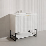 900mm THENA Freestanding Plywood Vanity Matt White Linear Surface Single Bowl Cabinet ONLY for Bathroom