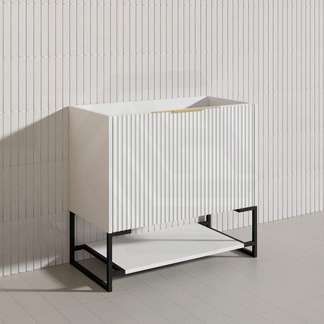 900mm THENA Freestanding Plywood Vanity Matt White Linear Surface Single Bowl Cabinet ONLY for Bathroom