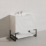 900mm THENA Freestanding Plywood Vanity Matt White Linear Surface Single Bowl Cabinet ONLY for Bathroom