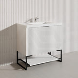 900mm THENA Freestanding Plywood Vanity Matt White Linear Surface Single Bowl Cabinet ONLY for Bathroom