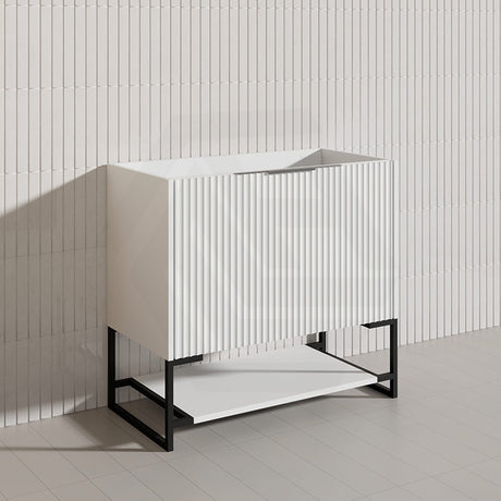900mm THENA Freestanding Plywood Vanity Matt White Linear Surface Single Bowl Cabinet ONLY for Bathroom