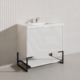 900mm THENA Freestanding Plywood Vanity Matt White Linear Surface Single Bowl Cabinet ONLY for Bathroom