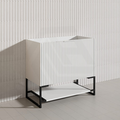 900mm THENA Freestanding Plywood Vanity Matt White Linear Surface Single Bowl Cabinet ONLY for Bathroom