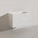 900mm THENA Wall Hung Plywood Vanity Matt White Linear Surface Single Bowl Cabinet ONLY for Bathroom