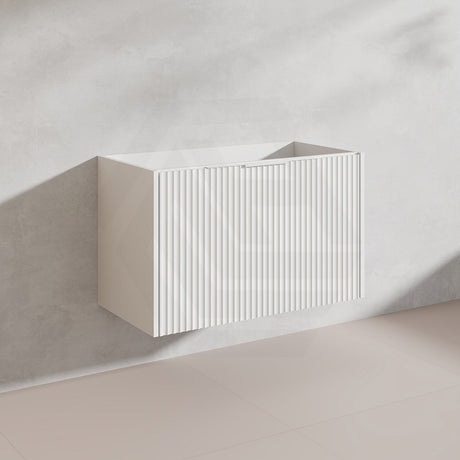 900mm THENA Wall Hung Plywood Vanity Matt White Linear Surface Single Bowl Cabinet ONLY for Bathroom