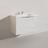 900mm THENA Wall Hung Plywood Vanity Matt White Linear Surface Single Bowl Cabinet ONLY for Bathroom
