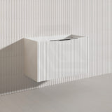 900mm THENA Wall Hung Plywood Vanity Matt White Linear Surface Single Bowl Cabinet ONLY for Bathroom