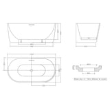 1300/1400/1500/1700mm Infinity Venus Back to Wall Bathtub with Overflow Acrylic Matt/Gloss White