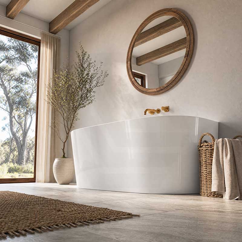Venus Back to Wall Bathtub with Overflow Acrylic 1300/1400/1500/1700mm - Matt/Gloss White