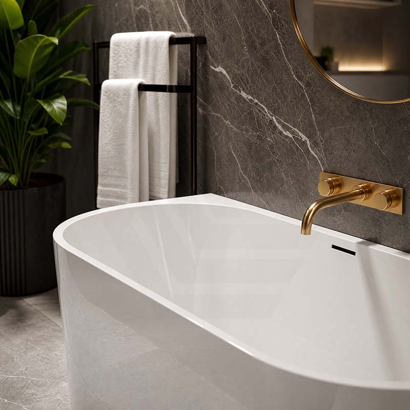 Venus Back to Wall Bathtub with Overflow Acrylic 1300/1400/1500/1700mm - Matt/Gloss White