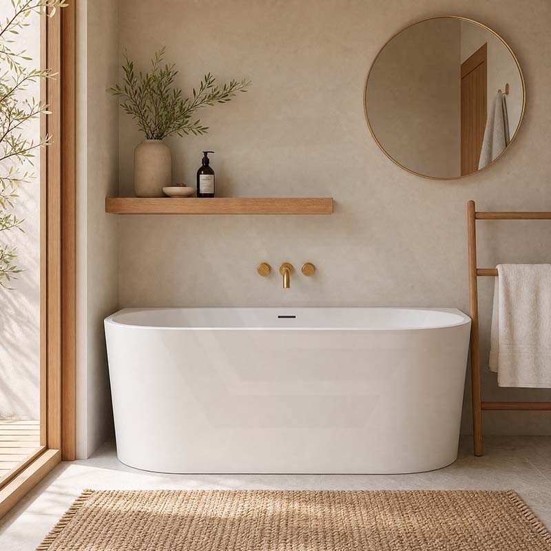Venus Back to Wall Bathtub with Overflow Acrylic 1300/1400/1500/1700mm - Matt/Gloss White