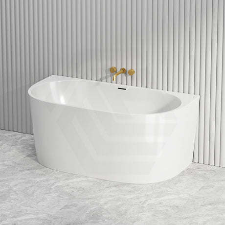1400mm Infinity Venus Back to Wall Bathtub with Overflow Acrylic Gloss White