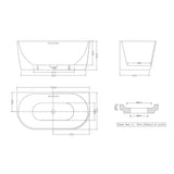 1300/1400/1500/1700mm Infinity Venus Back to Wall Bathtub with Overflow Acrylic Matt/Gloss White