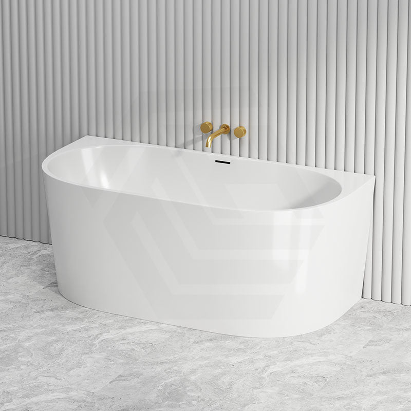 1500mm Infinity Venus Back to Wall Bathtub with Overflow Acrylic Gloss White