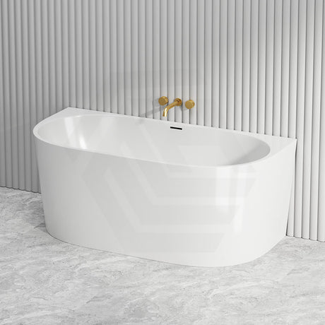 1500mm Infinity Venus Back to Wall Bathtub with Overflow Acrylic Gloss White