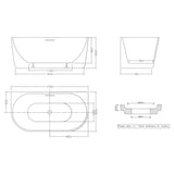 1300/1400/1500/1700mm Infinity Venus Back to Wall Bathtub with Overflow Acrylic Matt/Gloss White
