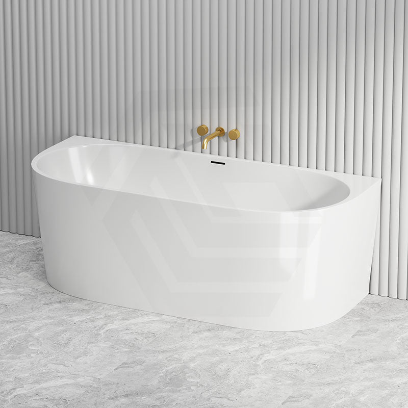 1700mm Infinity Venus Back to Wall Bathtub with Overflow Acrylic Gloss White