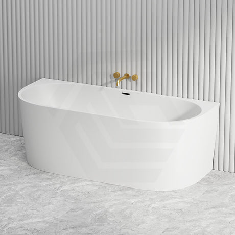 1700mm Infinity Venus Back to Wall Bathtub with Overflow Acrylic Matt White