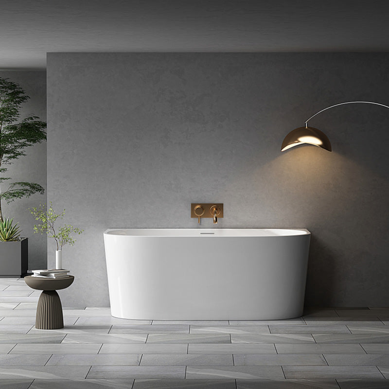 1300/1400/1500/1700mm Infinity Venus Back to Wall Bathtub with Overflow Acrylic Matt/Gloss White