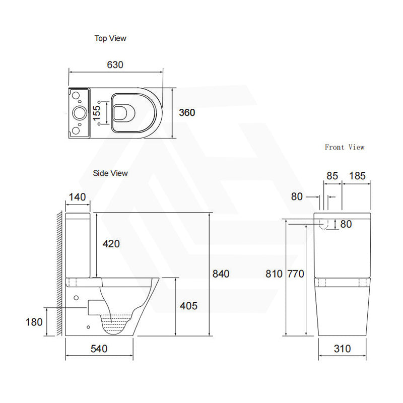 630x360x840mm Gloss White Tornado Rimless Dual Flush Back to Wall Toilet Suite