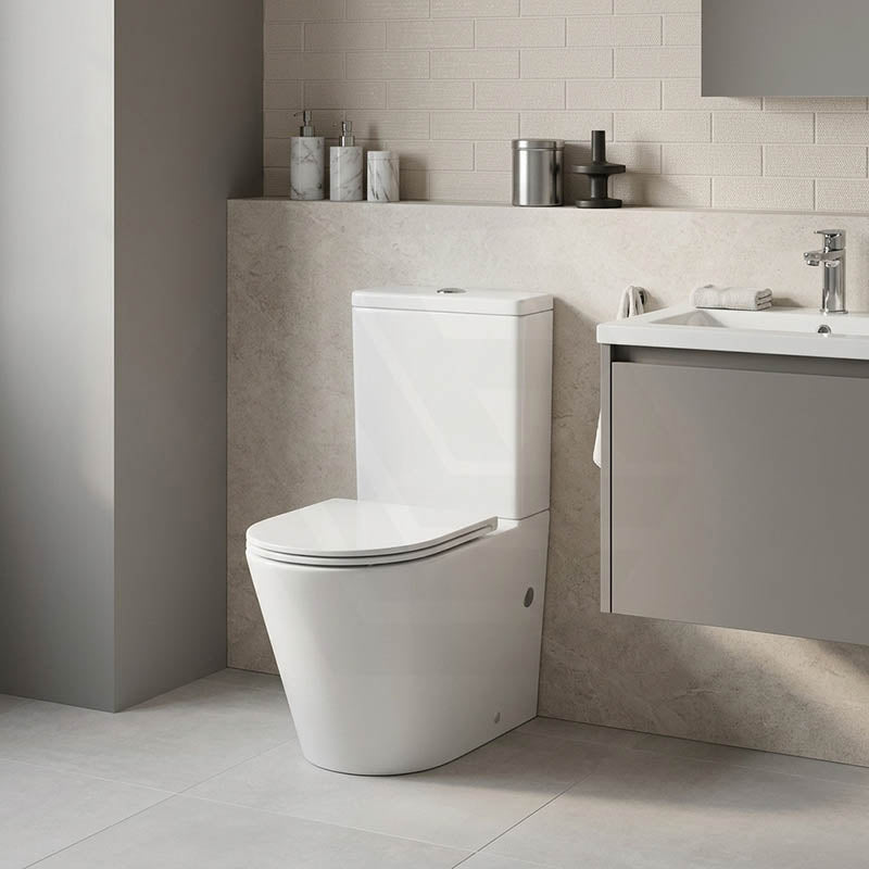Rimless Tornado Dual Flush Back to Wall Toilet Suite 630x360x840mm - Gloss White