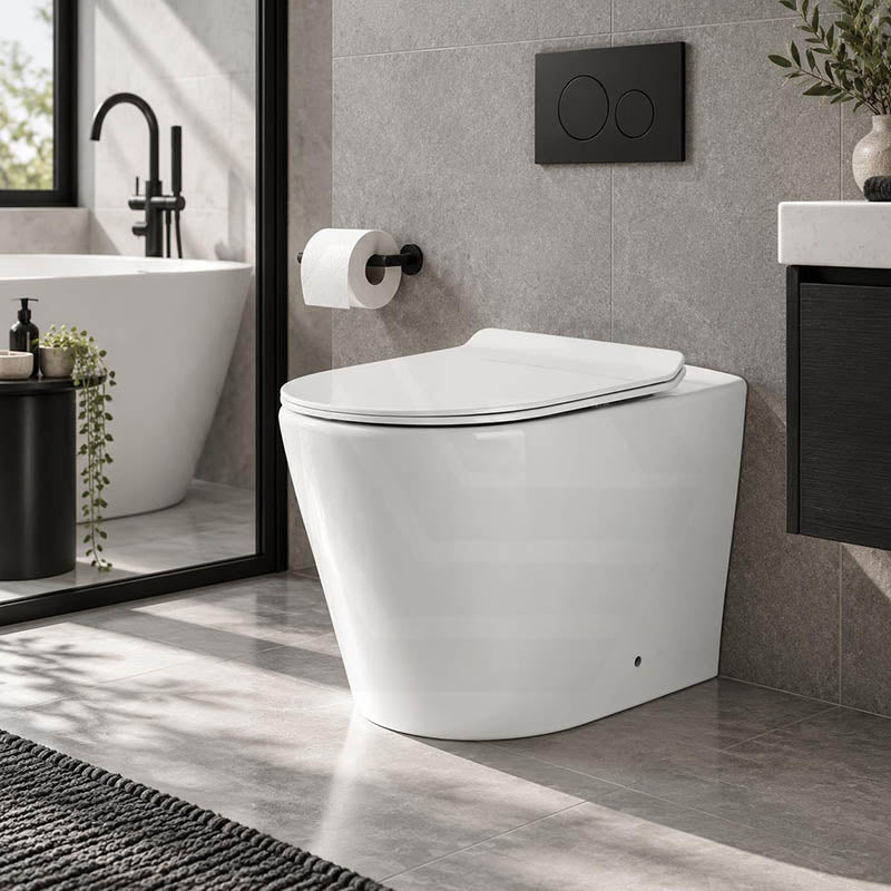Infinity Ceramic Tornado Rimless Wall Faced Toilet Pan with Slim Seat 560x360x405mm - Gloss White