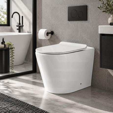 Infinity Ceramic Tornado Rimless Wall Faced Toilet Pan with Slim Seat 560x360x405mm - Gloss White