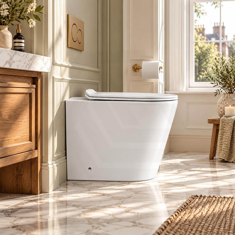 Infinity Ceramic Tornado Rimless Wall Faced Toilet Pan with Slim Seat 560x360x405mm - Gloss White