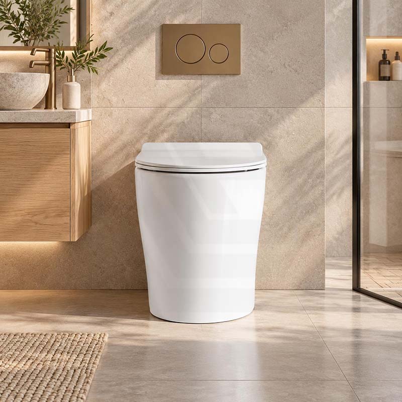 Infinity Ceramic Tornado Rimless Wall Faced Toilet Pan with Slim Seat 560x360x405mm - Gloss White