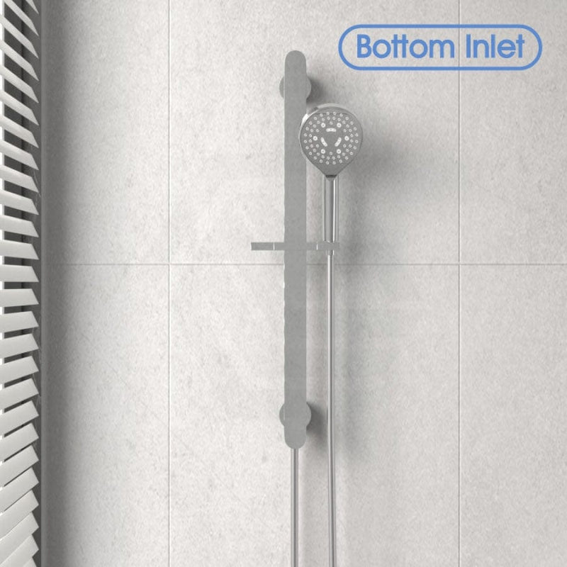 Round Handheld Shower On Rail With Water Inlet Chrome