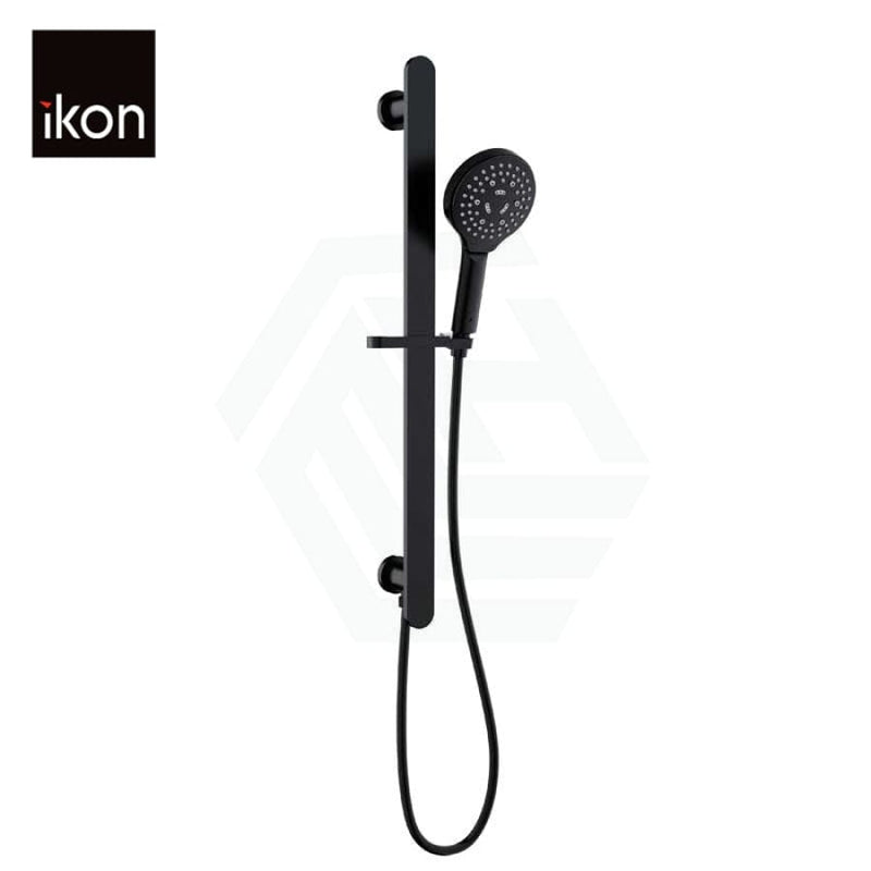 Ikon Kara Matt Black Round Sliding Handheld Shower On Rail With Integrated Water Inlet