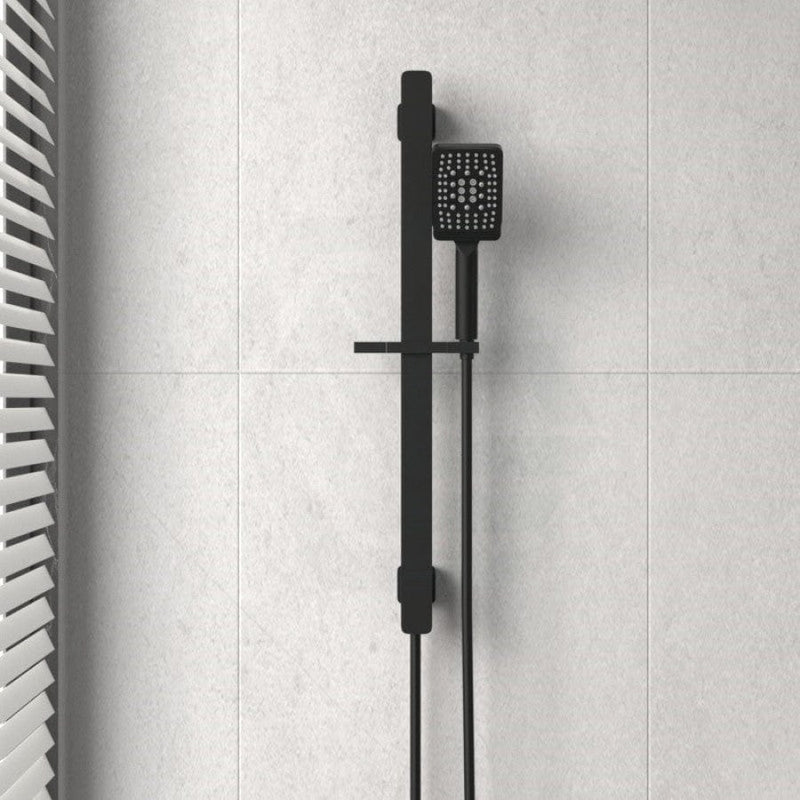 Ikon Seto Matt Black Shower Handheld On Rail With Integrated Water Inlet