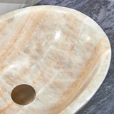 480x320x140mm Above Counter Stone Basin Oval Shape Yellow Onyx Surface Bathroom Wash Basin Antique Vintage